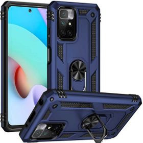Gpack Xiaomi Redmi Note 11 4G Vega Tank Standlı Yüzüklü Mıknatıslı Lacivert Kılıf + Nano Glass Ekran Koruyucu