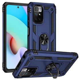 Gpack Xiaomi Redmi Note 11 4G Vega Tank Standlı Yüzüklü Mıknatıslı Lacivert Kılıf + Nano Glass Ekran Koruyucu