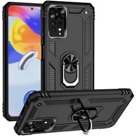 Gpack Xiaomi Redmi Note 11 Global Vega Sert Silikon Tank Standlı Yüzüklü Mıknatıslı Siyah Kılıf