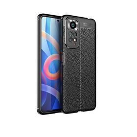 Gpack Xiaomi Redmi Note 11S Global Niss Silikon Deri Görünümlü Kamera Korumalı Siyah Kılıf
