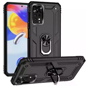 Gpack Xiaomi Redmi Note 11S Global Vega Sert Silikon Tank Standlı Yüzüklü Mıknatıslı Kırmızı Kılıf