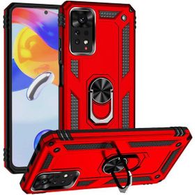 Gpack Xiaomi Redmi Note 11S Global Vega Sert Silikon Tank Standlı Yüzüklü Mıknatıslı Kırmızı Kılıf