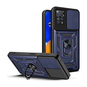 Gpack Xiaomi Redmi Note 11S Sert Silikon Tank Aramid Sürgülü Vega Yüzüklü Lacivert Kılıf