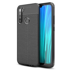 Gpack Xiaomi Redmi Note 8 Niss Deri Görünümlü Siyah Silikon Kılıf