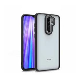 Gpack Xiaomi Redmi Note 8 Pro Flora Sert Silikon Arkası Cam Şeffaf Siyah Cep Telefonu Kılıfı