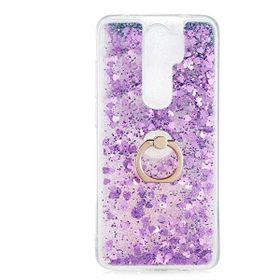 Gpack Xiaomi Redmi Note 8 Pro Milce Sulu Yüzüklü Silikon Arka Kapak Mor Kılıf