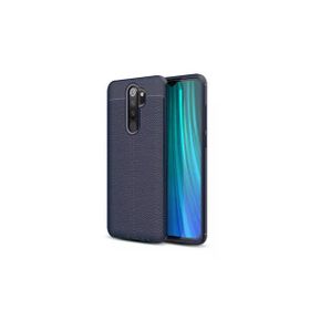 Gpack Xiaomi Redmi Note 8 Pro Niss Deri Görünümlü Lacivert Silikon Kılıf