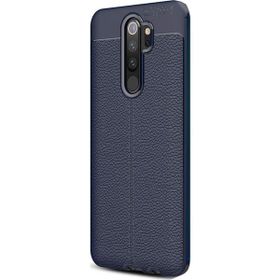 Gpack Xiaomi Redmi Note 8 Pro Niss Deri Görünümlü Lacivert Silikon Kılıf