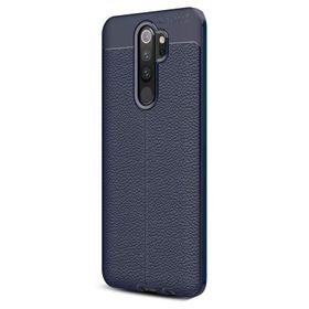 Gpack Xiaomi Redmi Note 8 Pro Niss Deri Görünümlü Lacivert Silikon Kılıf
