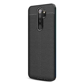 Gpack Xiaomi Redmi Note 8 Pro Niss Deri Görünümlü Siyah Silikon Kılıf