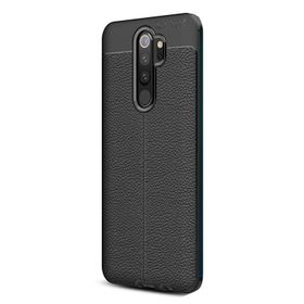 Gpack Xiaomi Redmi Note 8 Pro Niss Deri Görünümlü Siyah Silikon Kılıf