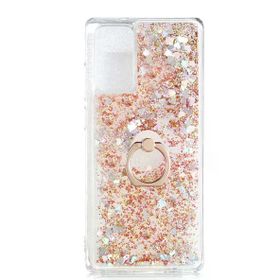 Gpack Xiaomi Redmi Note 9 4G Milce Sulu Yüzüklü Simli Silikon Gold Kılıf
