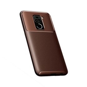 Gpack Xiaomi Redmi Note 9 Negro Karbon Dizayn Silikon Kahverengi Kılıf