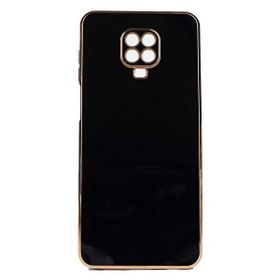 Gpack Xiaomi Redmi Note 9 Pro Bark Parlak Silikon Renkli Kenarları Rose Siyah Cep Telefonu Kılıfı