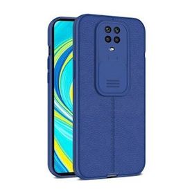 Gpack Xiaomi Redmi Note 9 Pro Kamera Sürgülü Deri Dokulu Mat Silikon Siyah Kılıf