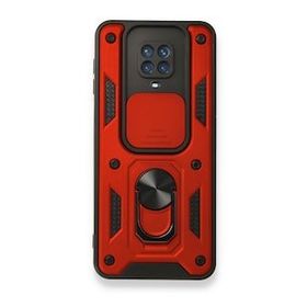 Gpack Xiaomi Redmi Note 9 Pro Tank Aramid Sürgülü Vega Yüzüklü Kırmızı Cep Telefonu Kılıfı