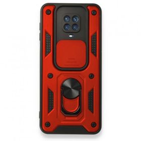 Gpack Xiaomi Redmi Note 9 Pro Tank Aramid Sürgülü Vega Yüzüklü Kırmızı Cep Telefonu Kılıfı