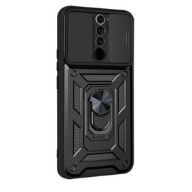 Gpack Xiaomi Redmi Note 9 Pro Tank Aramid Sürgülü Vega Yüzüklü Siyah Kılıf