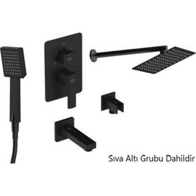 GPD BNS05-S Siyah Çevirmeli Pedra Ankastre Duş Seti