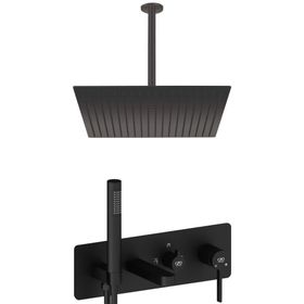 GPD MKA165-S Siyah Ankastre 400x400 Kare Tepe Duş & Banyo Bataryası Seti