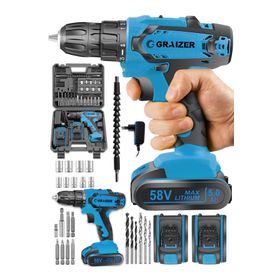 Graizer Alman 58 V 5 Ah SJS Çift Metal Şanzuman Çift Akülü 24 Parça Şarjlı Vidalama Matkap