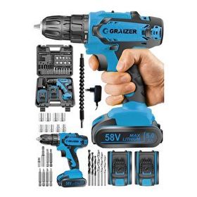 Graizer Alman 58 V 5 Ah SJS Çift Metal Şanzuman Çift Akülü 24 Parça Şarjlı Vidalama Matkap