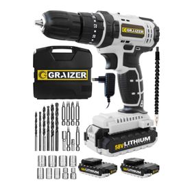 Graizer Alman Mavi Rcz 58 V 5 Ah Darbeli Bakır Sargılı Metal Şanzuman Çift Akülü Vidalama Matkap + 27 Parça Setli