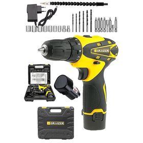 Graizer Alman Sarı 32 V Sjs Çift Metal Şanzuman Çift Akülü Şarjlı Vidalama Matkap + 24 Parça Set