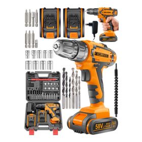 Graizer Alman Turuncu V-tec 58 V 5 Ah Çelik Motor Çelik Şanzuman Darbeli Şarjlı Çift Akülü Vidalama Matkap