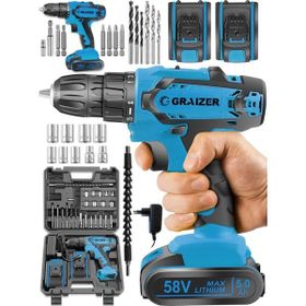 Graizer Cooper 58 V 5 Ah Darbeli SJS Çift Metal Şanzuman Şarjlı Çift Akülü Vidalama Matkap