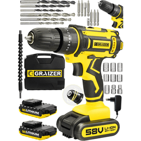 Graizer Germany Technology Hybrid 58 V 5 Ah Darbeli Çift Akülü Vidalama Metal Şanzuman Şarjlı Matkap