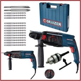 Graizer GRZ-3000 EK-3000-5 Alman Kırıcı Delici Metal Dişli Şanzuman Hilti Darbeli+Yedek Mandren+15 Uç Matkap