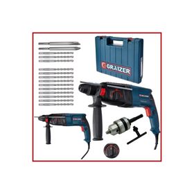Graizer GRZ-3000 EK-3000-5 Alman Kırıcı Delici Metal Dişli Şanzuman Hilti Darbeli+Yedek Mandren+15 Uç Matkap