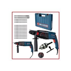 Graizer GRZ-3000 EK-3000-5 Alman Kırıcı Delici Metal Dişli Şanzuman Hilti Darbeli+Yedek Mandren+15 Uç Matkap