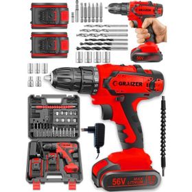 Graizer GTX-56 V 5 Ah Darbeli Metal Şanzuman Bakır Sargılı Çift Akülü Vidalama 27 Parça Matkap