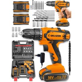 Graizer GTX-56 V 5 Ah Darbeli Metal Şanzuman Bakır Sargılı Çift Akülü Vidalama 27 Parça Matkap