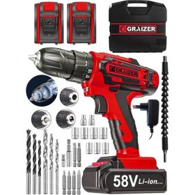 Graizer V-Tec Kırmızı Çelik Motor Çelik Şanzuman Darbeli Şarjlı Çift Akülü Vidalama Matkap