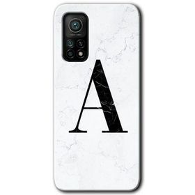 Gramaphone Mi 10T Hd Desen Baskılı Arka Kapak Beyaz Mermer Desenli A Harfi Kılıf