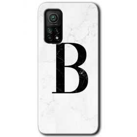 Gramaphone Mi 10T Hd Desen Baskılı Arka Kapak Beyaz Mermer Desenli B Harfi Kılıf