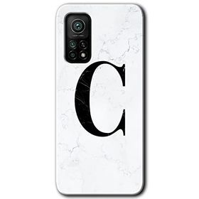 Gramaphone Mi 10T Hd Desen Baskılı Arka Kapak Beyaz Mermer Desenli C Harfi Kılıf