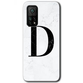 Gramaphone Mi 10T Hd Desen Baskılı Arka Kapak Beyaz Mermer Desenli D Harfi Kılıf
