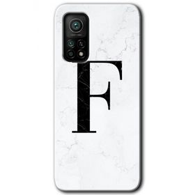 Gramaphone Mi 10T Hd Desen Baskılı Arka Kapak Beyaz Mermer Desenli F Harfi Kılıf