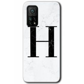 Gramaphone Mi 10T Hd Desen Baskılı Arka Kapak Beyaz Mermer Desenli H Harfi Kılıf