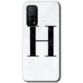 Gramaphone Mi 10T Hd Desen Baskılı Arka Kapak Beyaz Mermer Desenli H Harfi Kılıf