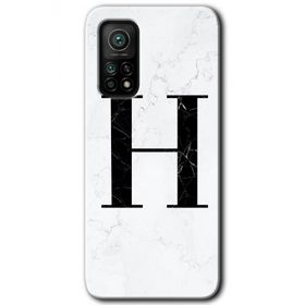 Gramaphone Mi 10T Hd Desen Baskılı Arka Kapak Beyaz Mermer Desenli H Harfi Kılıf