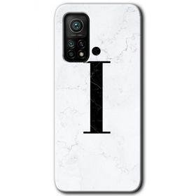 Gramaphone Mi 10T Hd Desen Baskılı Arka Kapak Beyaz Mermer Desenli I Harfi Kılıf