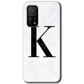 Gramaphone Mi 10T Hd Desen Baskılı Arka Kapak Beyaz Mermer Desenli K Harfi Kılıf