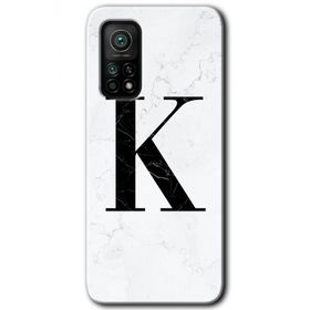 Gramaphone Mi 10T Hd Desen Baskılı Arka Kapak Beyaz Mermer Desenli K Harfi Kılıf