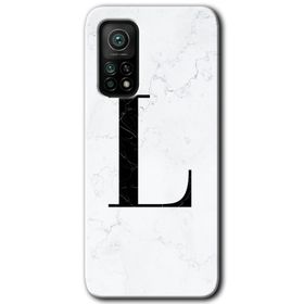 Gramaphone Mi 10T Hd Desen Baskılı Arka Kapak Beyaz Mermer Desenli L Harfi Kılıf