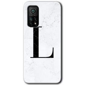 Gramaphone Mi 10T Hd Desen Baskılı Arka Kapak Beyaz Mermer Desenli L Harfi Kılıf
